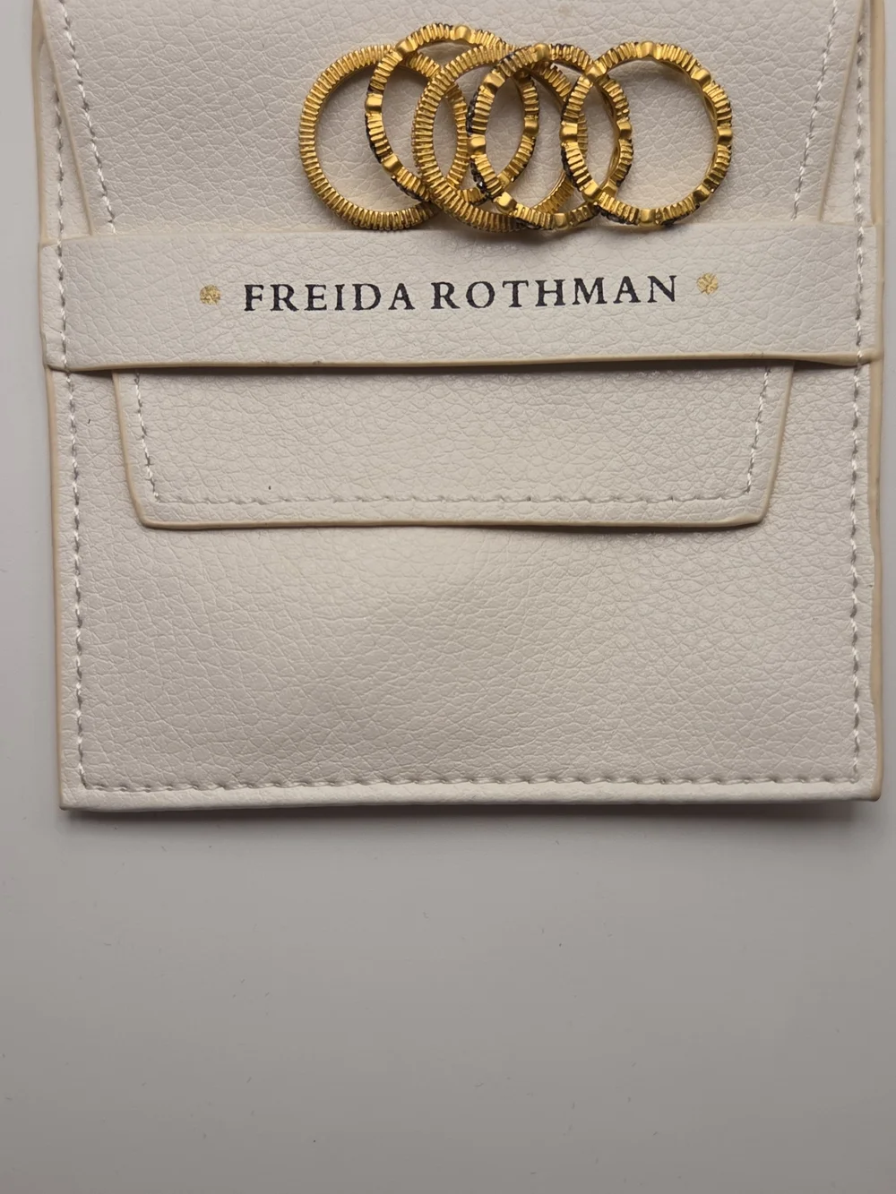 Frieda Rothman 5 Ring Stack. Gold -Tone Multi-Band Crystal Accent Women's Ring